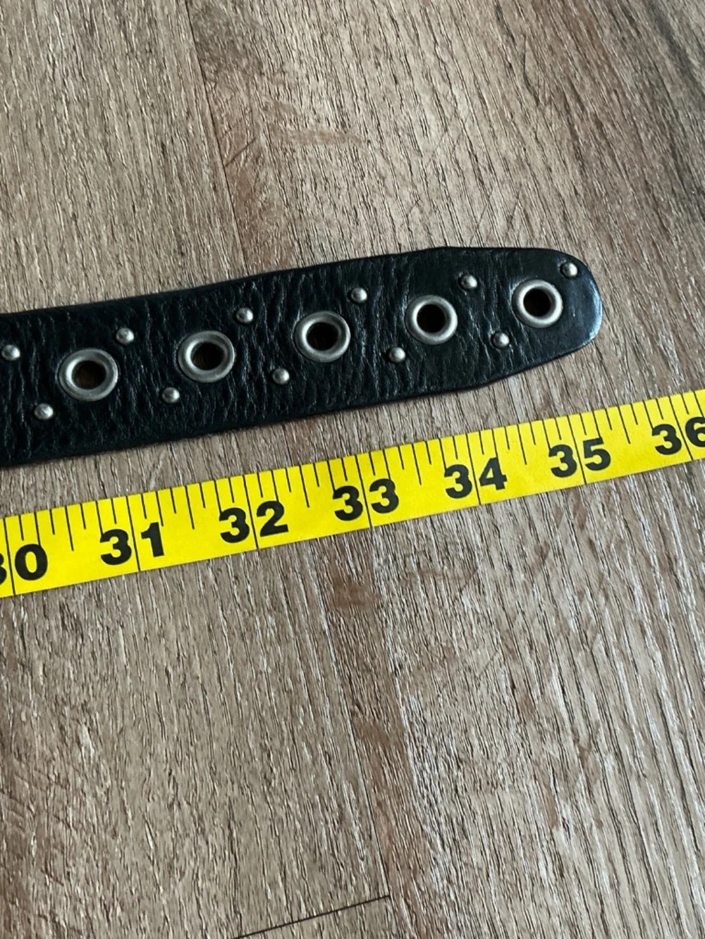 VTG Belt Black Leather Eyelet Grommet Studded Waist Gothic Grunge Solid Brass
